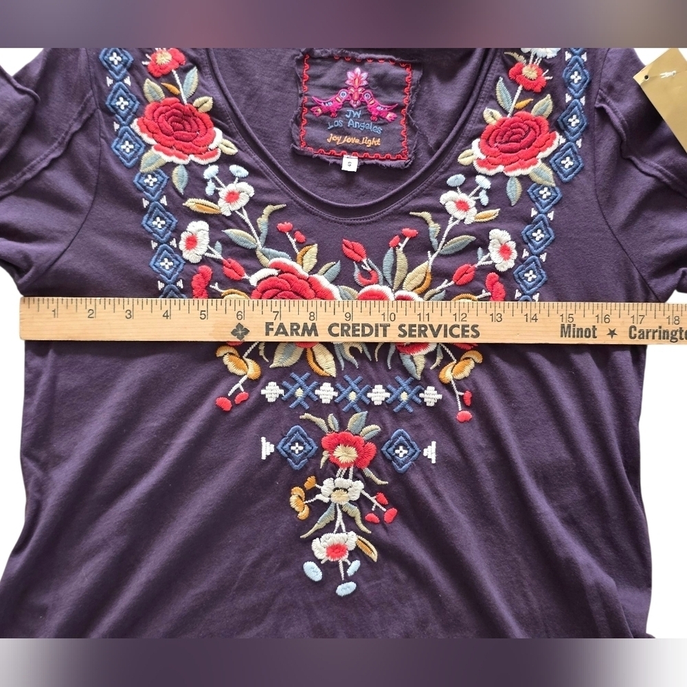 Johnny Was Deep Purple Embroidered Long Sleeve Top - Picture 4 of 7